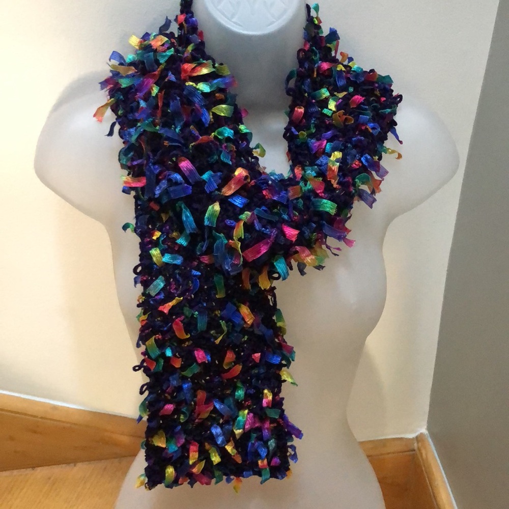 Y2K Colorful Fun Accent Textured Ribbon Oblong  Scarf